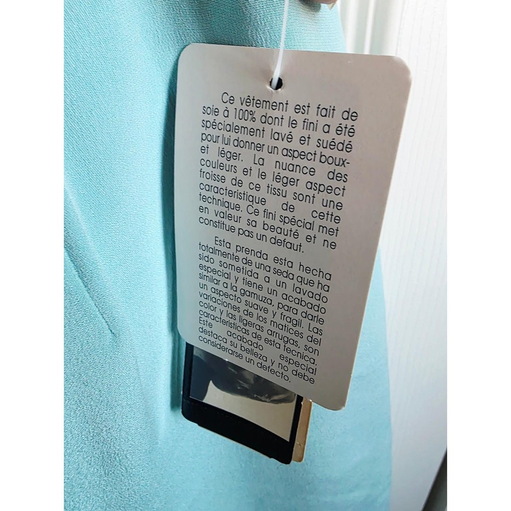 Rena Rowan 10 Vintage 100% Silk Pencil Skirt Aqua Blue South Beach NWT - Picture 9 of 15